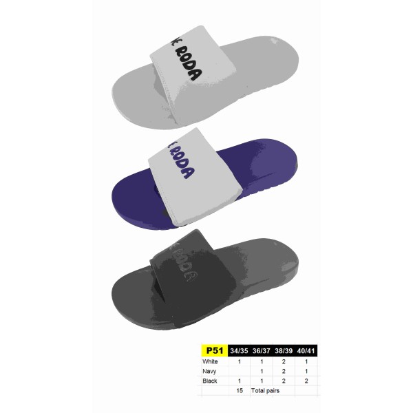 P51 - Claquettes SDR Femmes et Juniors - 34 au 41 - 3 couleurs - 15 paires